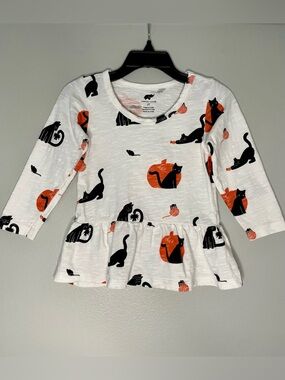 Monica + Andy Halloween Print Long Sleeve Peplum Top